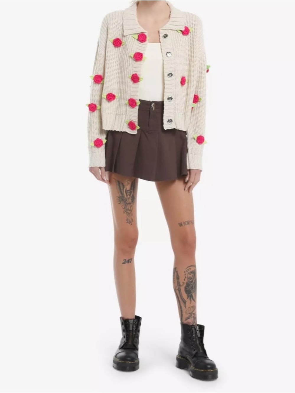Sweet Society Cream Crochet Rosette Cardigan Size M